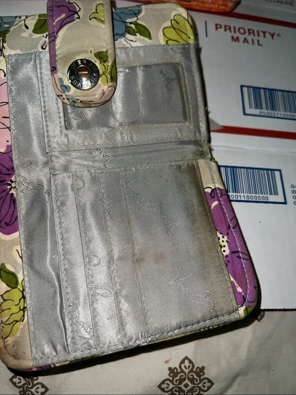 Vera Bradley Lime Green Floral-Trim Zip Wallet - Picture 3 of 6